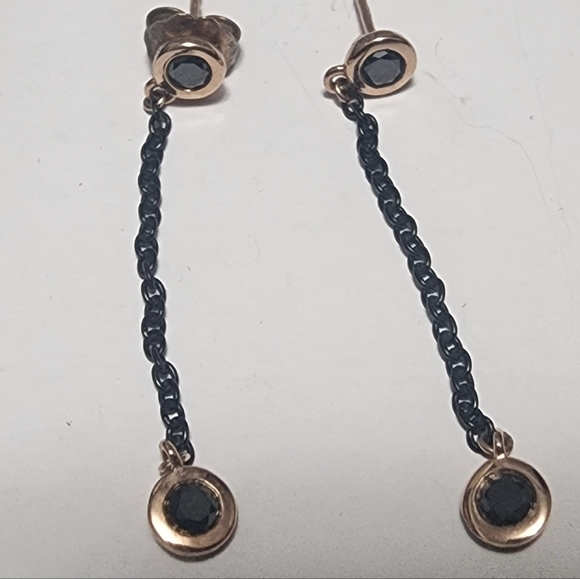 Kay, Bezel-Set Black Diamond, Rose Gold Drop Earrings & Necklace Set - Picture 7 of 8